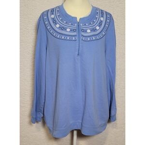 Vintage Blair Sweatshirt Plus Size 2XL Long Sleeve 1/4 Zip Granny Floral 1202